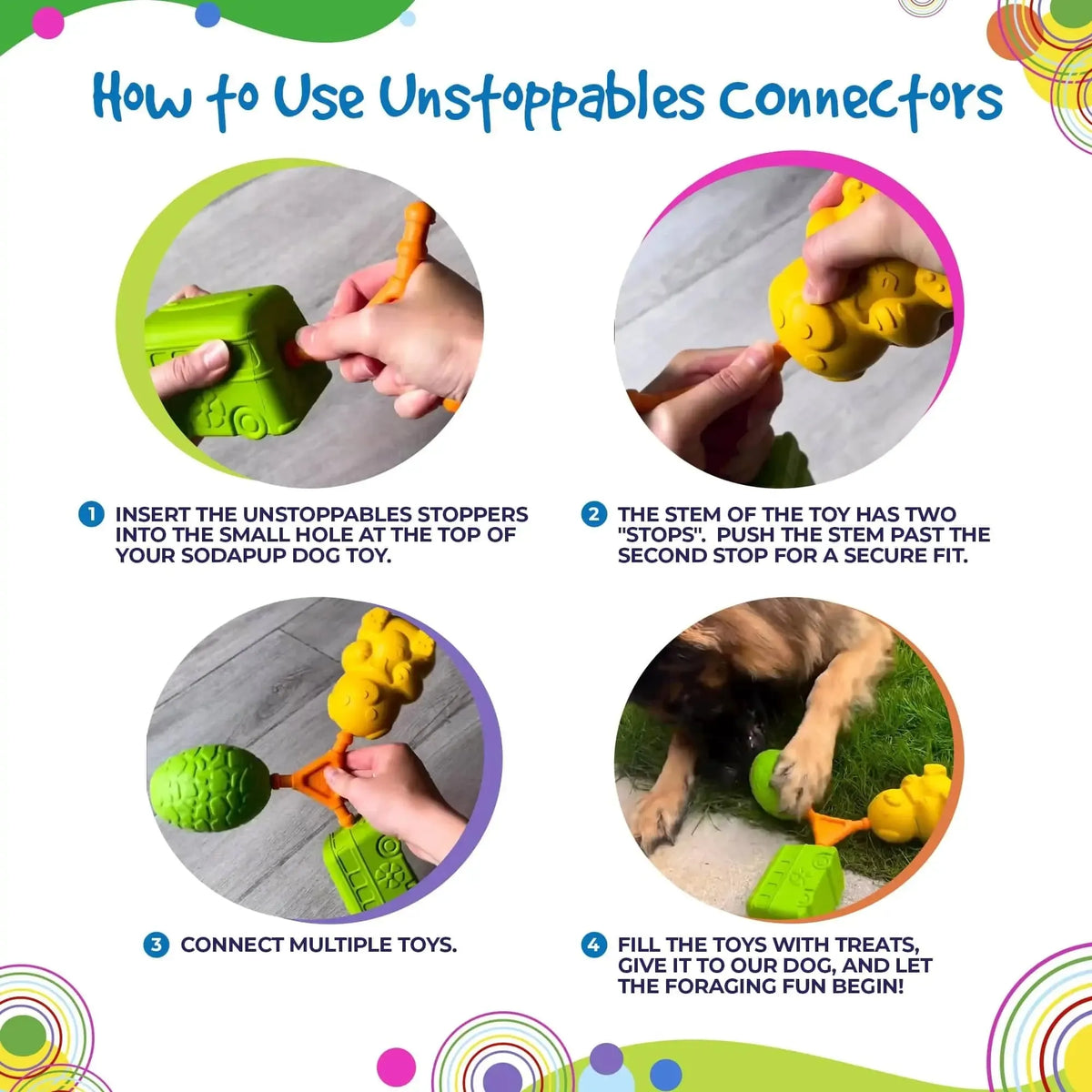 Unstoppables Connectors for SodaPup Rubber Treat Dispensers - 2 Pack-Dog Toy-Rover Pet Products