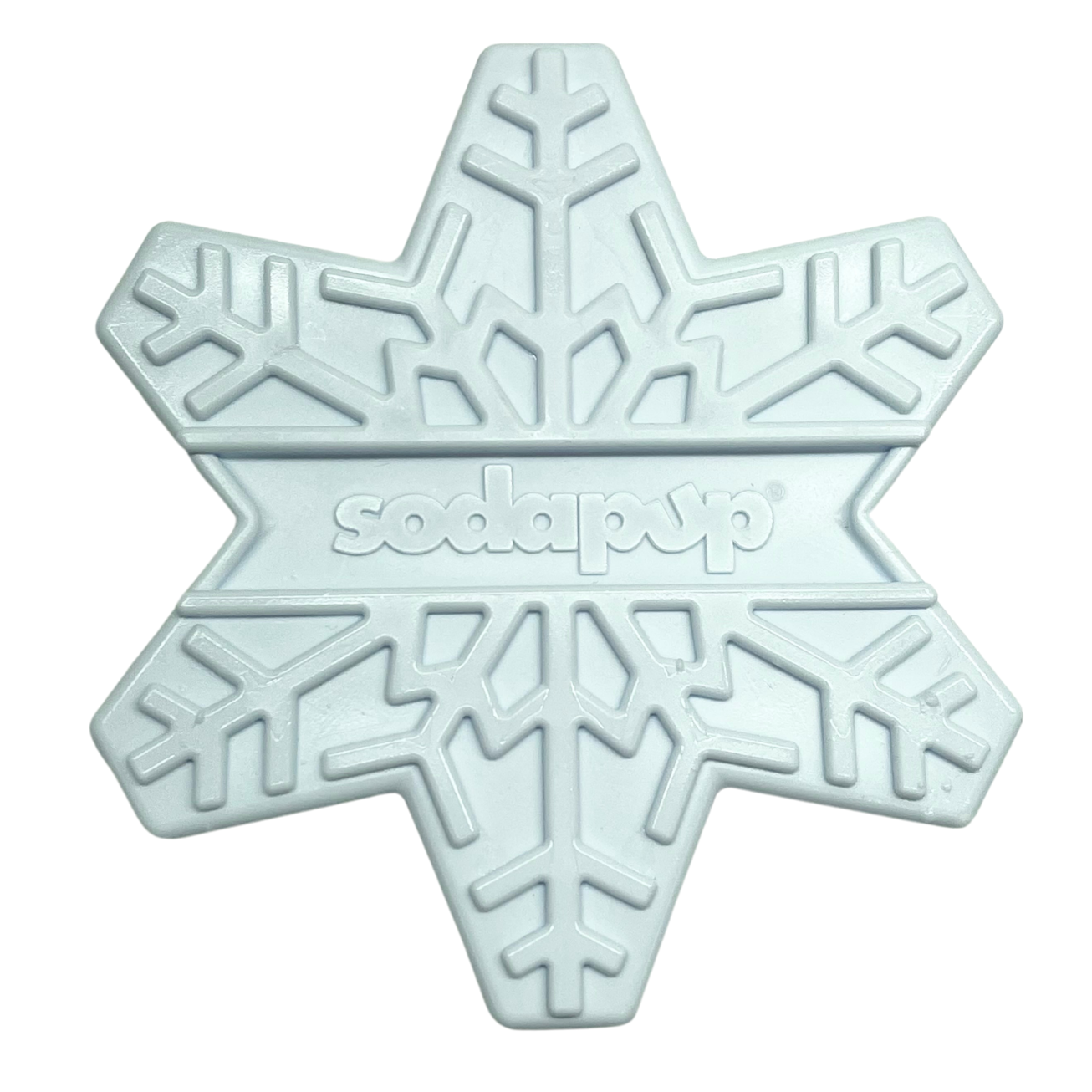 White Nylon Snowflake power chewer dog toy from Rover Pet Products and Sodapup Dog Toys.